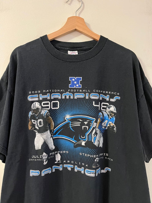 2003 Carolina Panthers Julius Peppers & Stephen Davis Roster Tee (XL)