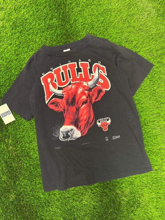 1991 Chicago Bulls Mascot Big Face Salem NBA Tee (L)
