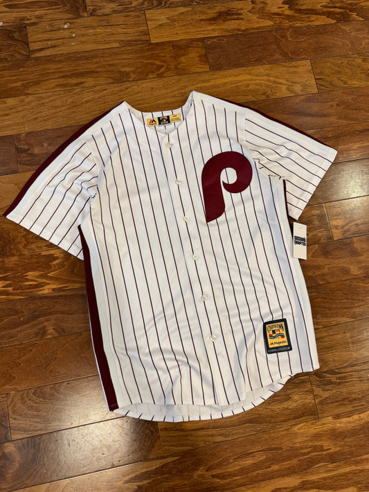00s Mike Schmidt Phillies Majestic Pinstripe Jersey (M)