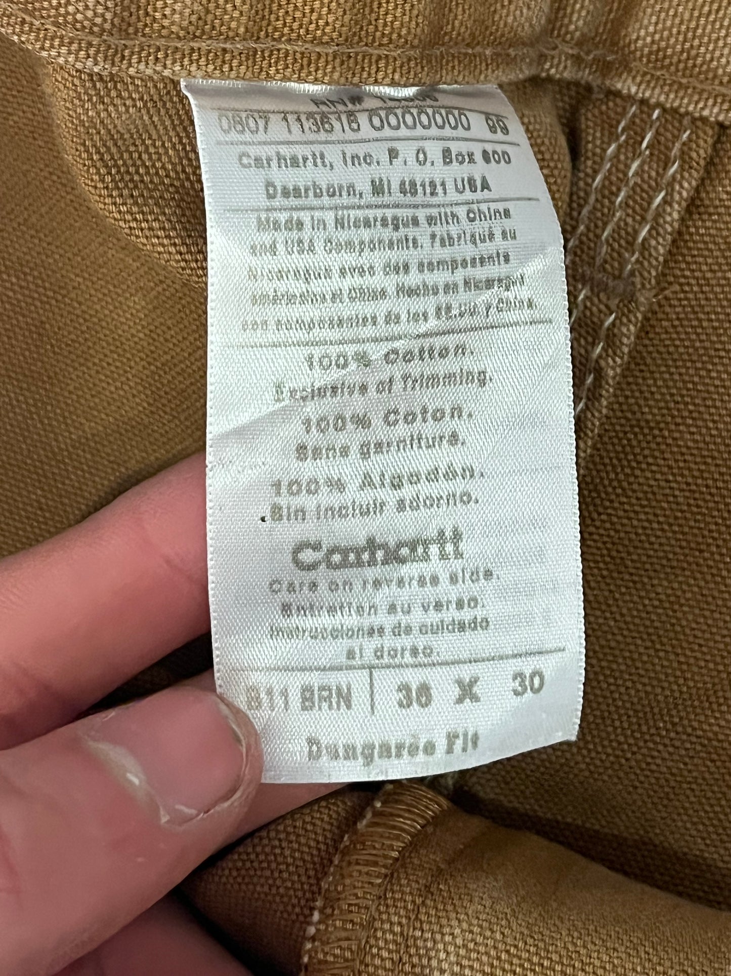 2007 Carhartt Dark Tan Paint Stained Pants (36 x 30)