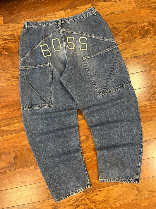 00s Boss Big Spell Out Baggy Jeans (38 x32)