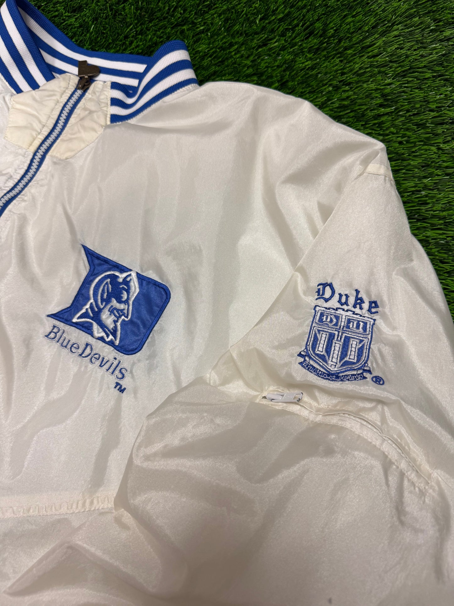 90s Duke University Blue Devils White Pro Player Windbreaker (XXL)