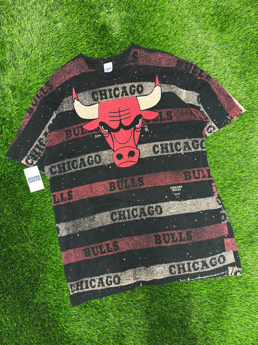 90s Chicago Bulls Salem All Over Print Vintage NBA Tee (XXL)