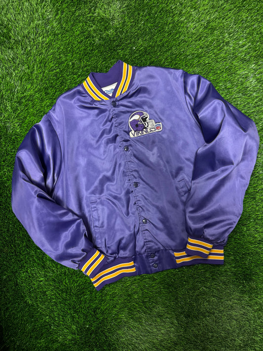 80s Minnesota Vikings Chalk Line Vintage Satin Jacket (L)