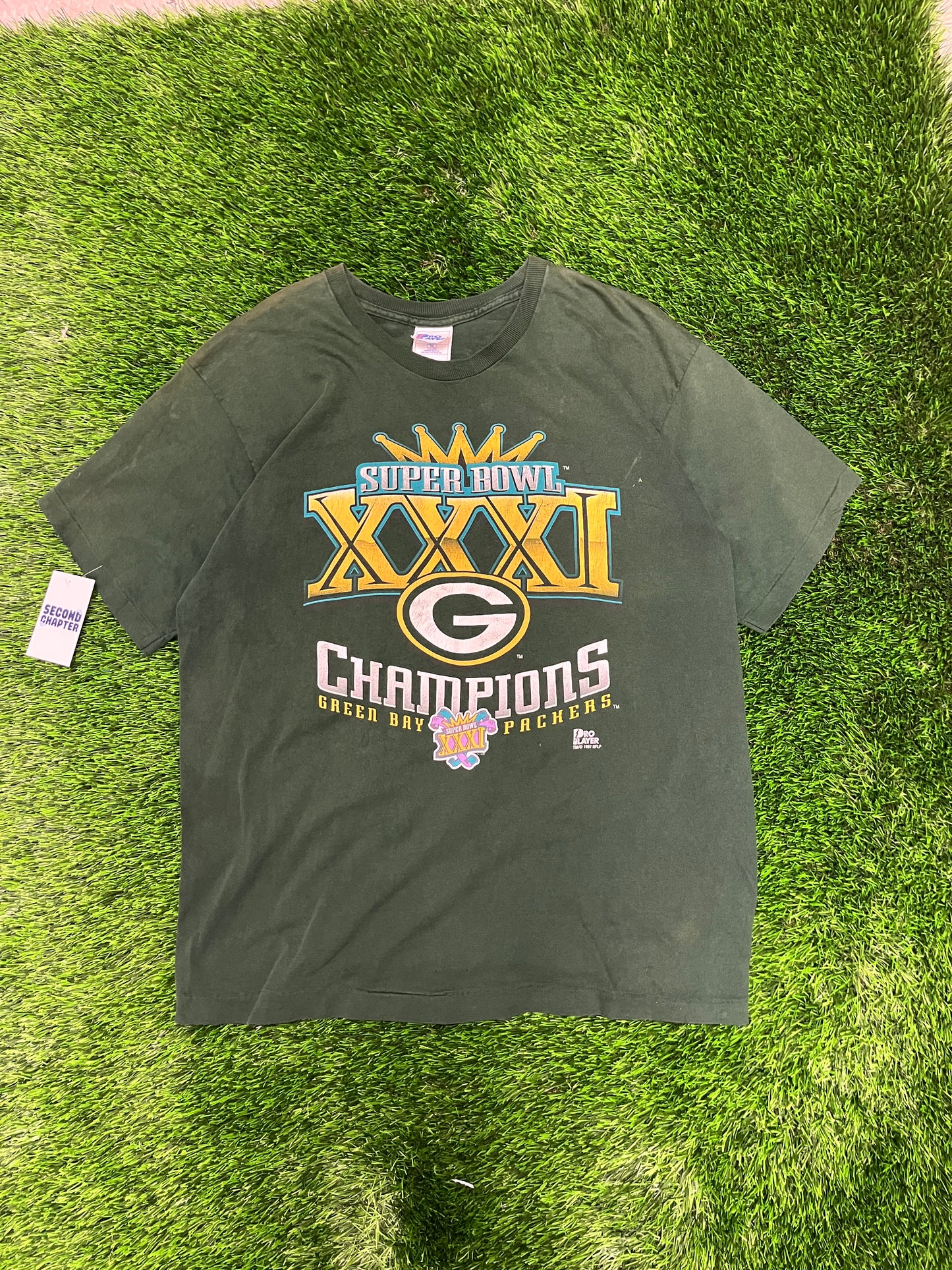 1997 Green Bay Packers Super Bowl Pro Player Green Tee (XL)