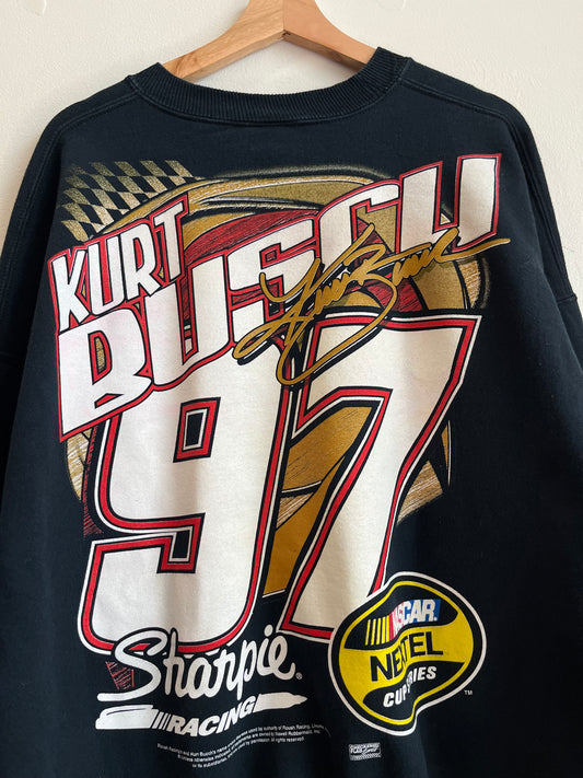00s Nascar Kurt Busch Sharpie Back Graphic Crewneck (XXL)
