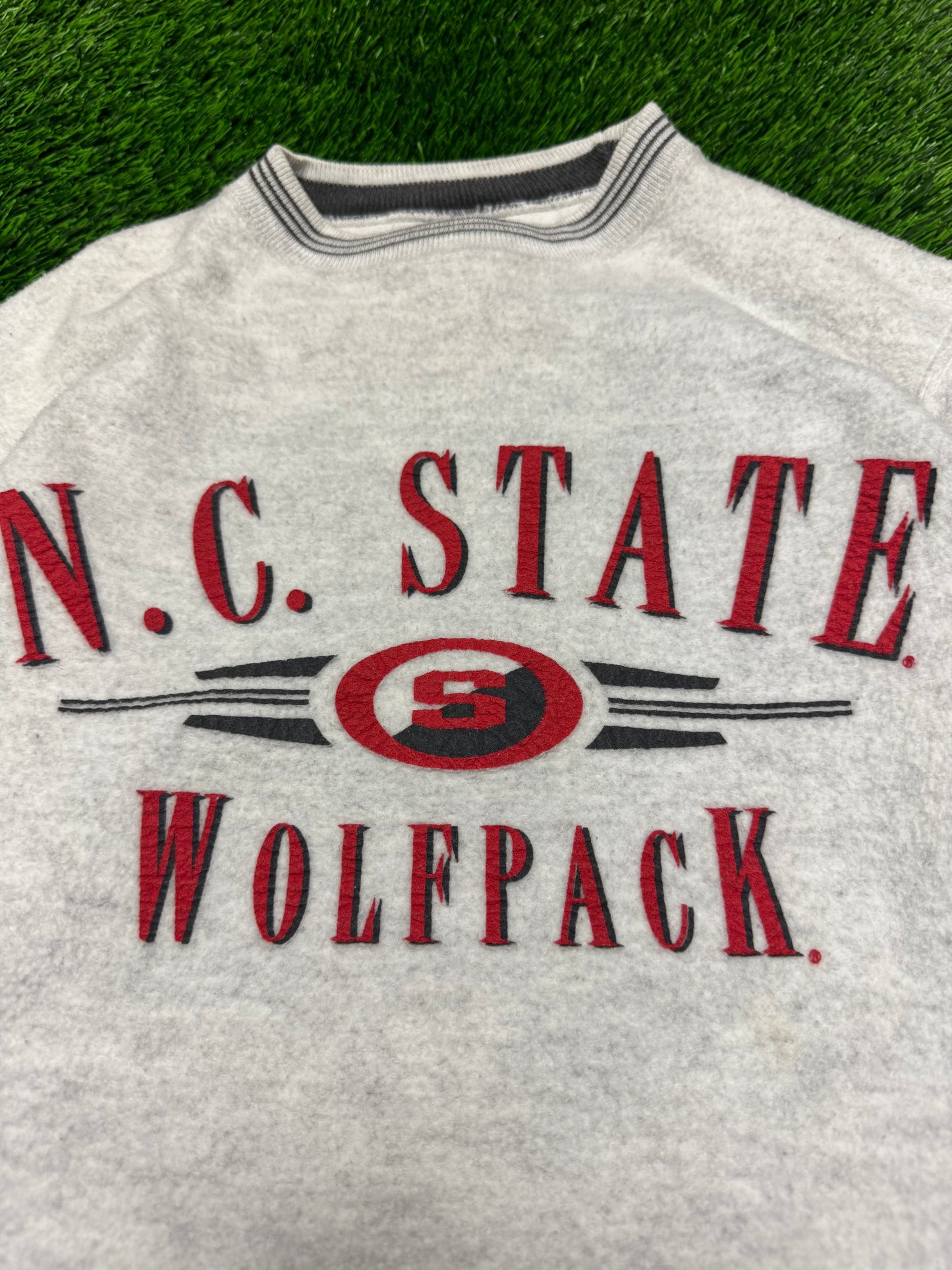 90s NC State University Wolfpack Fleece Spell Out Vintage Crewneck (S)
