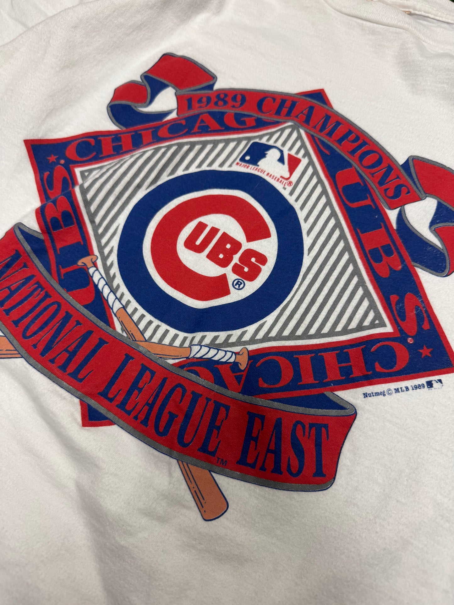 1989 Chicago Cubs Nutmeg Vintage White MLB Tee (XL)
