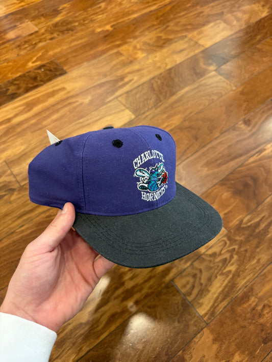 90s Charlotte Hornets Logo Two Toned Hat (OS)