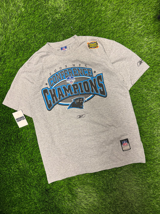 2003 Carolina Panthers NFC Champions Gray Reebok Tee (M)
