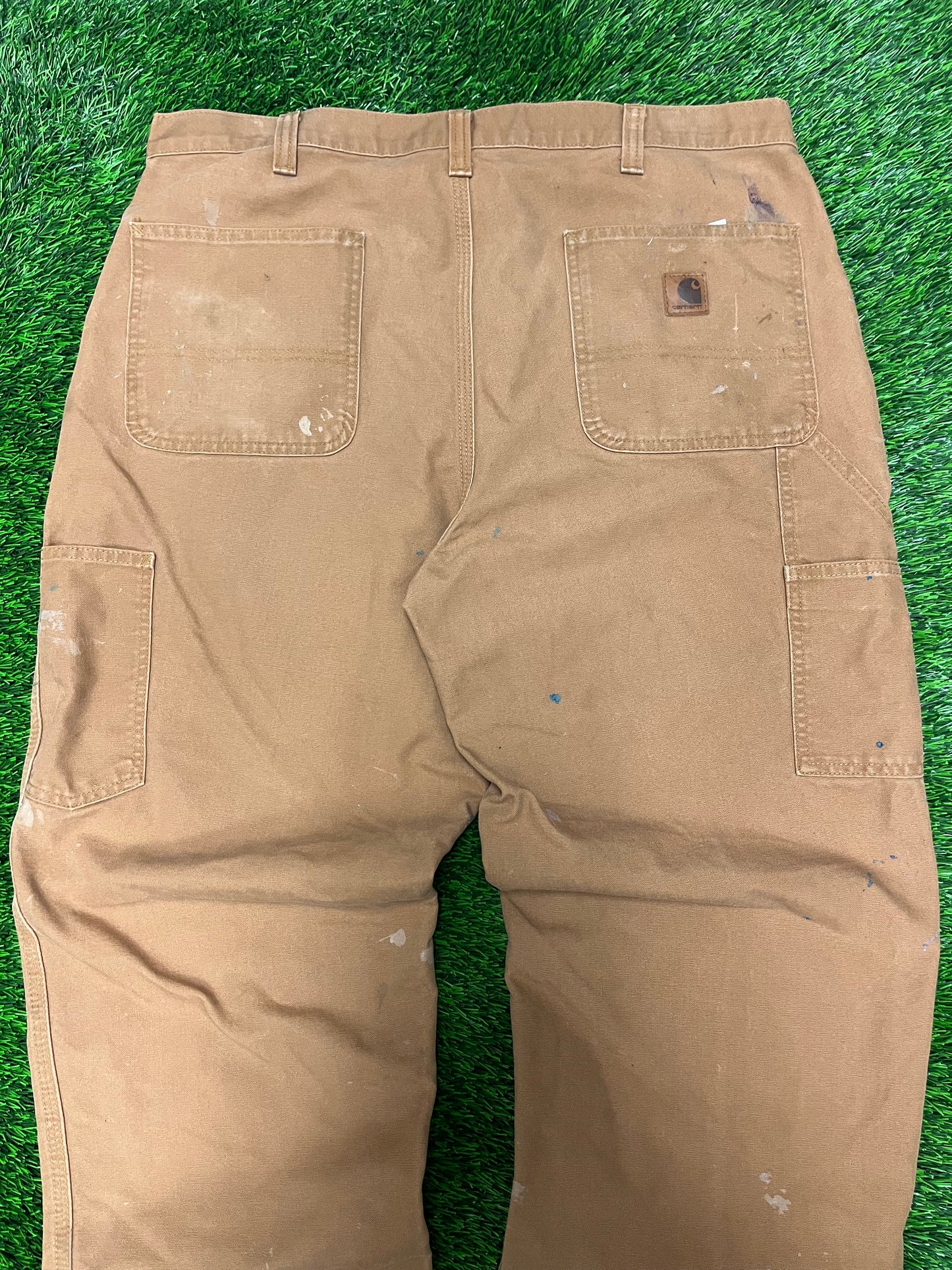 Carhartt Dark Tan Paint Splatter Workwear Pants (38 x 32)