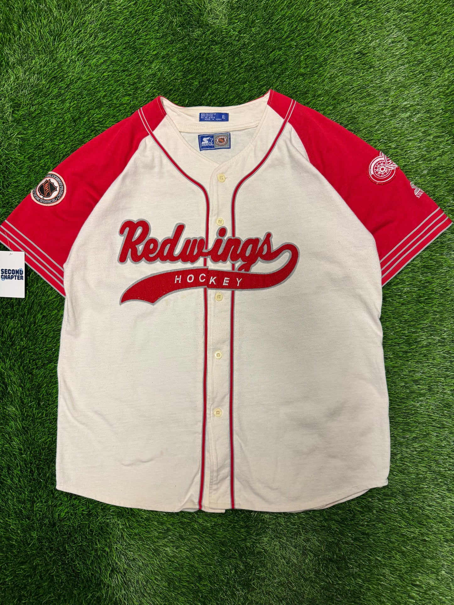 90s Starter Detroit Redwings NHL Baseball Hockey Jersey (XL)