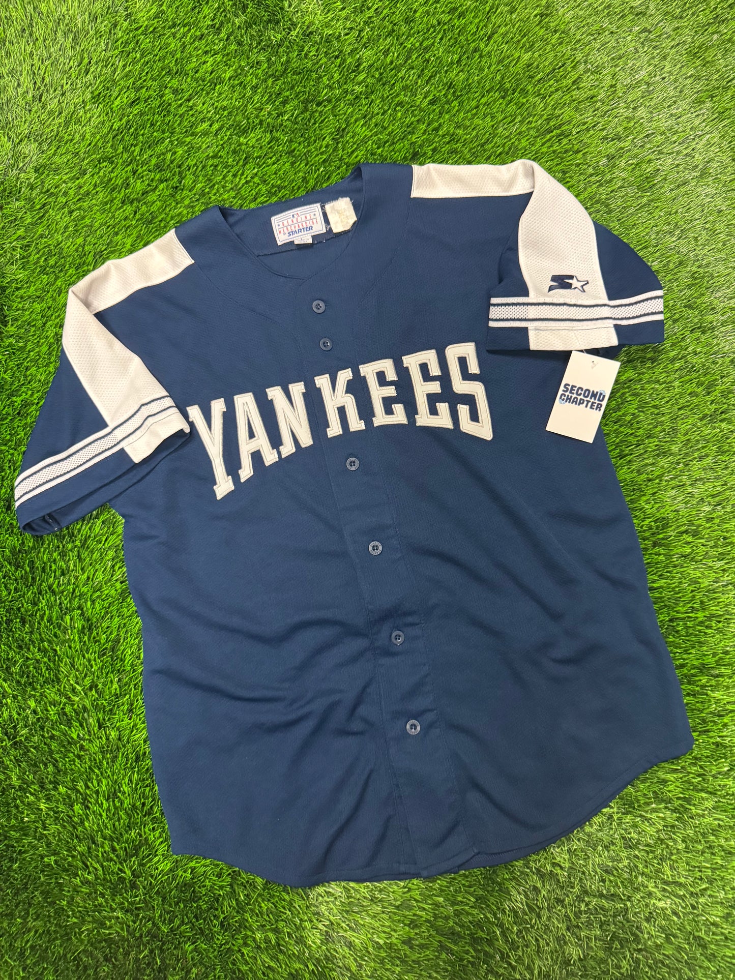 90s New York Yankees Derek Jeter Vintage Starter MLB Baseball Jersey (L)