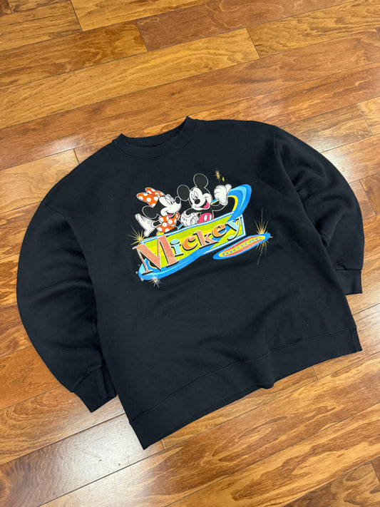 90s Mickey Mouse Black Disney Crewneck (L)