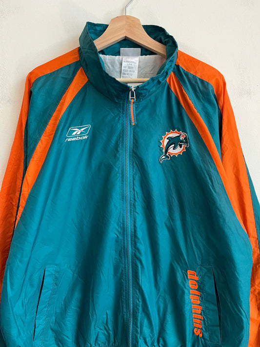 00s Miami Dolphins Reebok Teal & Orange Windbreaker (L)