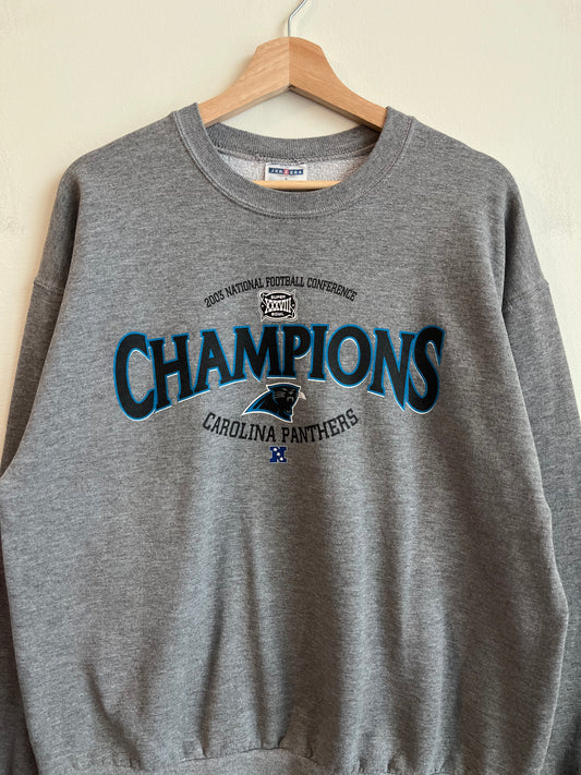 2003 Carolina Panthers Grey Conference Champions Crewneck (L)