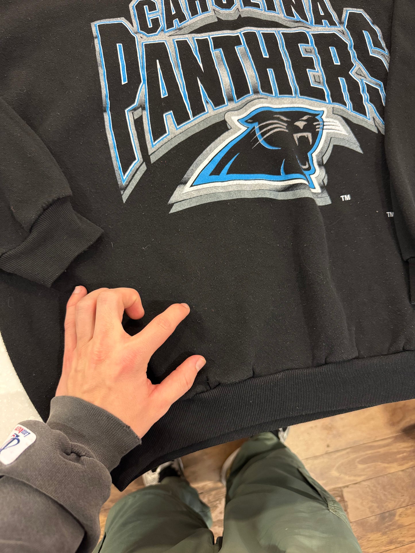 1996 Carolina Panthers Logo 7 Big Spell Out Crewneck (OS)
