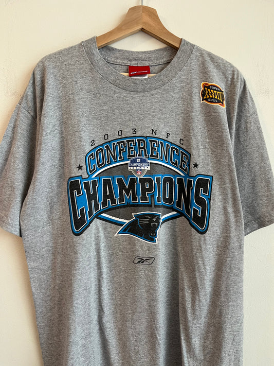 2003 Carolina Panthers Conference Champions Super Bowl Grey Tee (L)