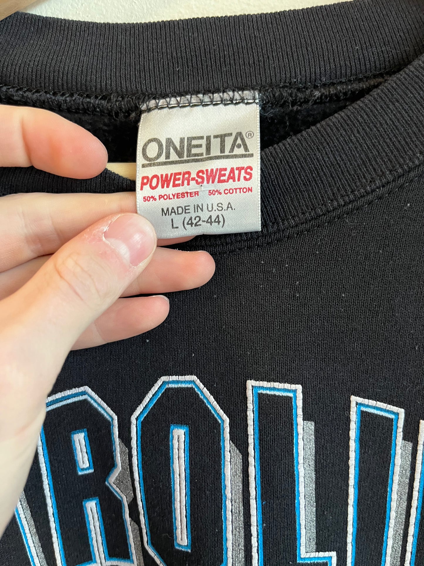 1993 Carolina Panthers Gym Gear Black Crewneck (L)