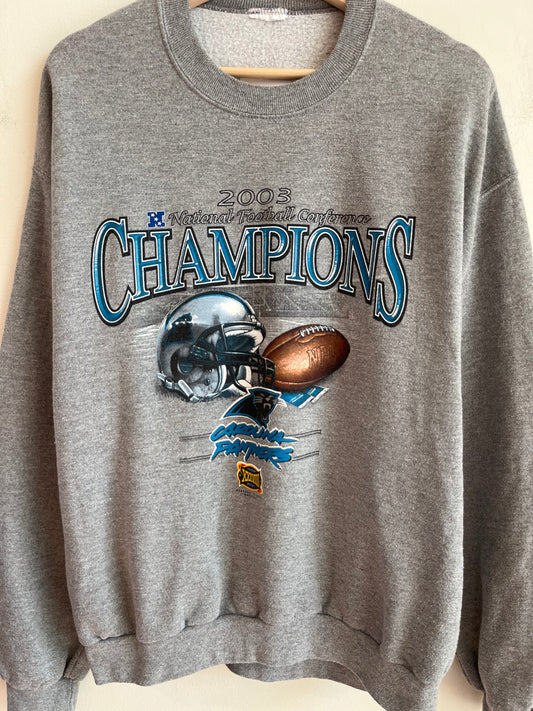 2003 Carolina Panthers Conference Champions Grey Crewneck (L)
