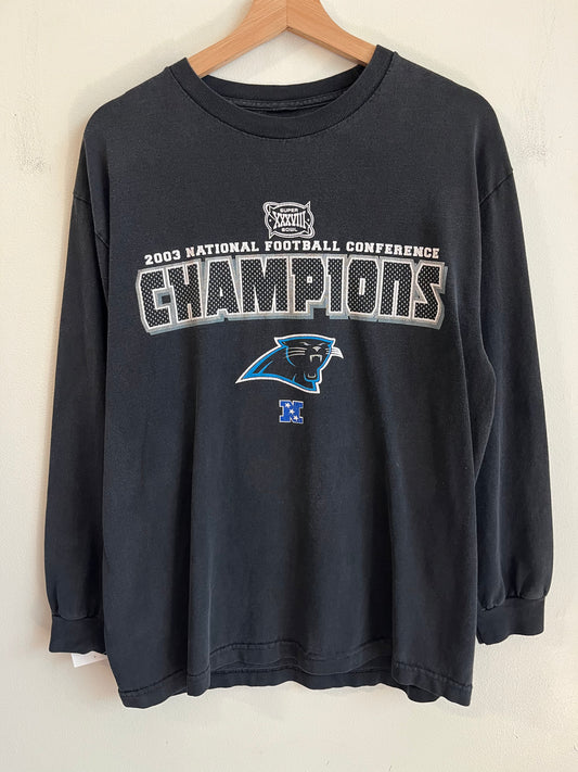 2003 Carolina Panthers Conference Champions Black Long Sleeve Shirt (M)