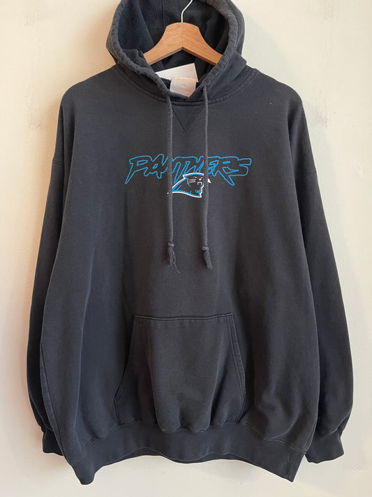 00s Carolina Panthers Cat Scratch Spell Out Hoodie (XL)