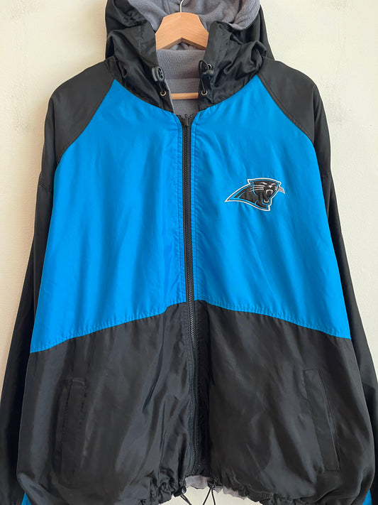 00s Carolina Panthers G-III Two Toned Cat Scratch Spell Out Reversible Jacket (XL)