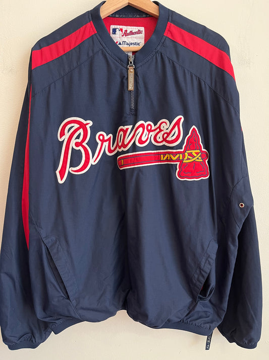 90s Atlanta Braves Majestic Spell Out 1/4 Zip Jacket (L)