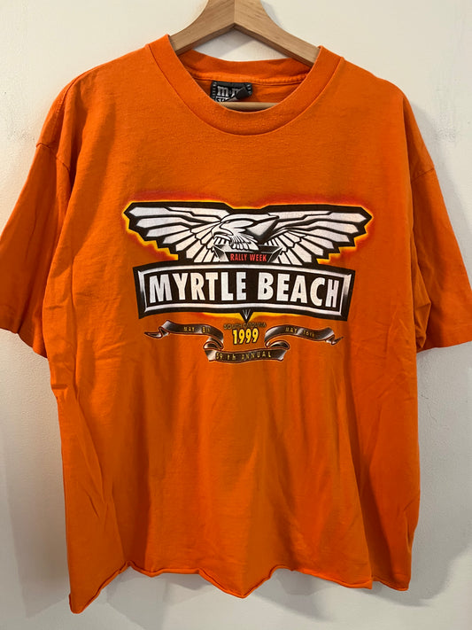 1999 Bike Week Myrtle Beach Orange Cropped Tee (XL)