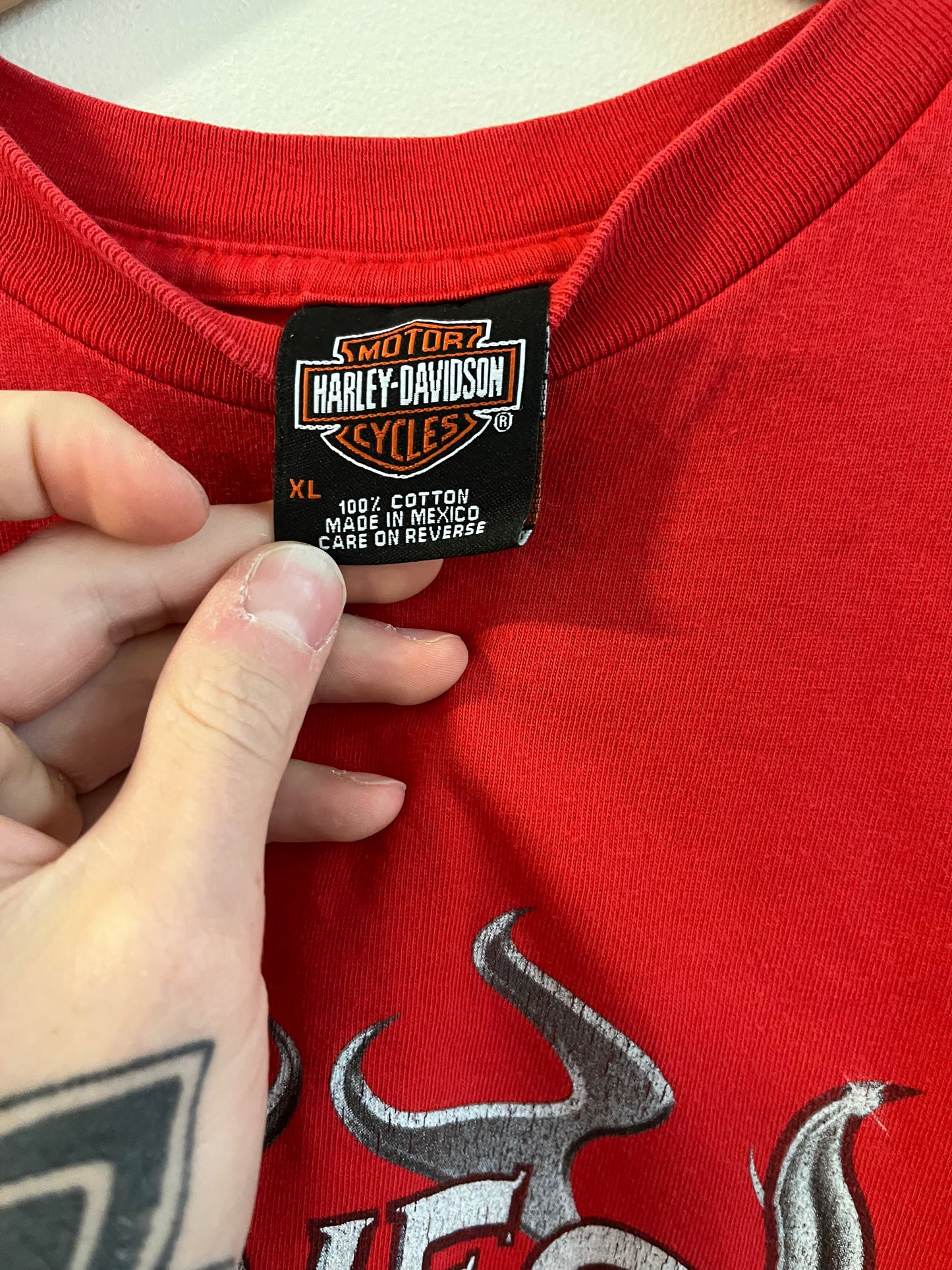 2001 Harley Davidson Flaming Eagle Las Vegas Cropped Tee (XL)