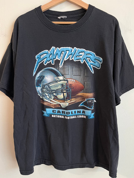2000s Carolina Panthers Cat Scratch Helmet Locker Tee (XL)