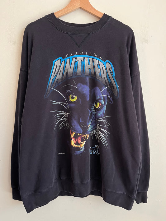 1993 Carolina Panthers Spell Out Realistic Cat Salem Crewneck (XL)