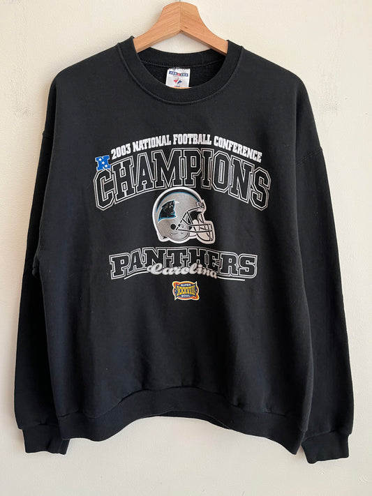 2003 Carolina Panthers Conference Champions Spell Out Crewneck (L)