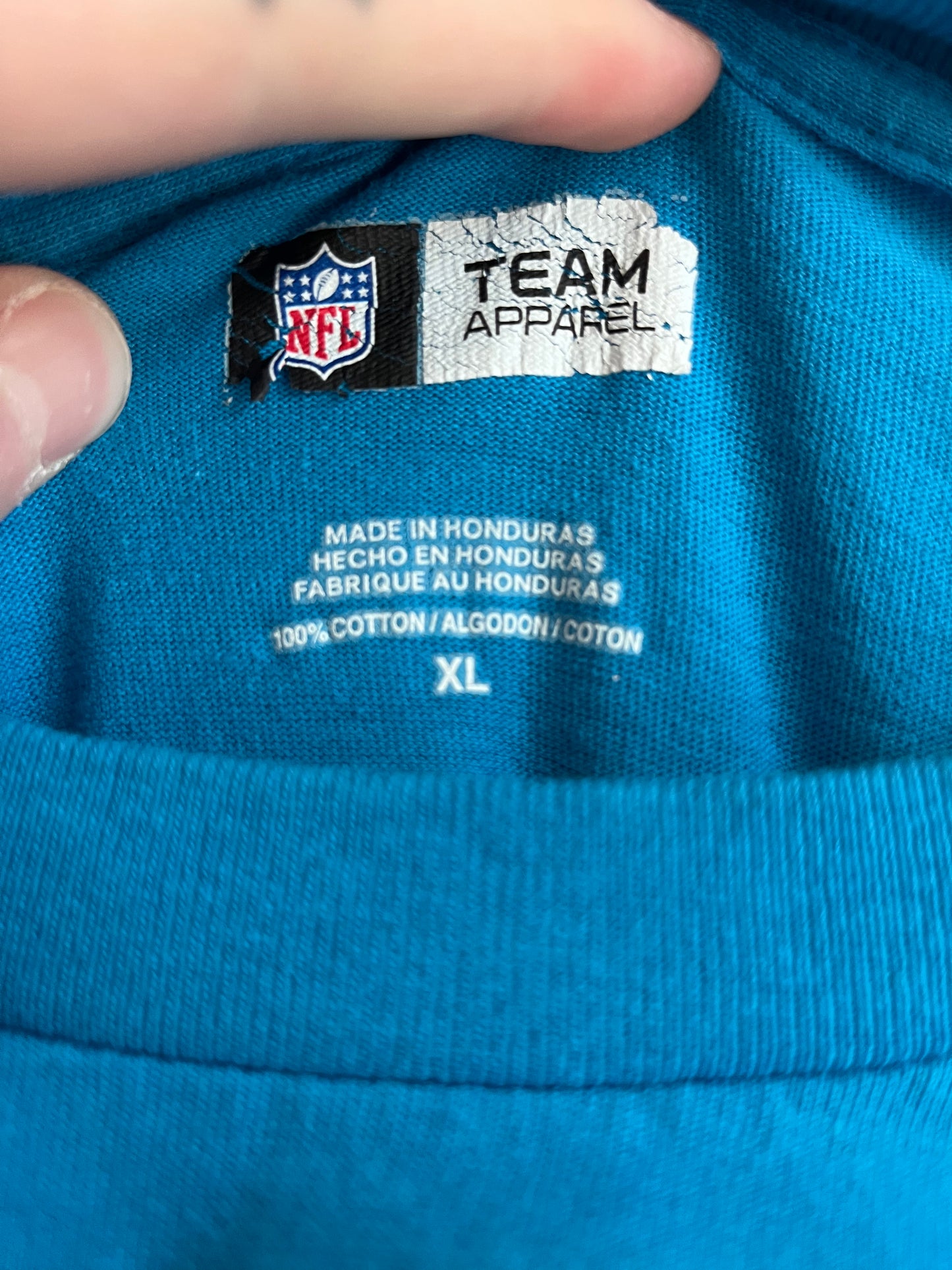 2010s Carolina Panthers Blue Cat Scratch Long Sleeve Shirt (XL)
