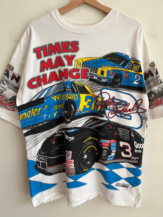 1996 Nascar Dale Earnhardt "Times May Change" Oversized AOP Tee (L)