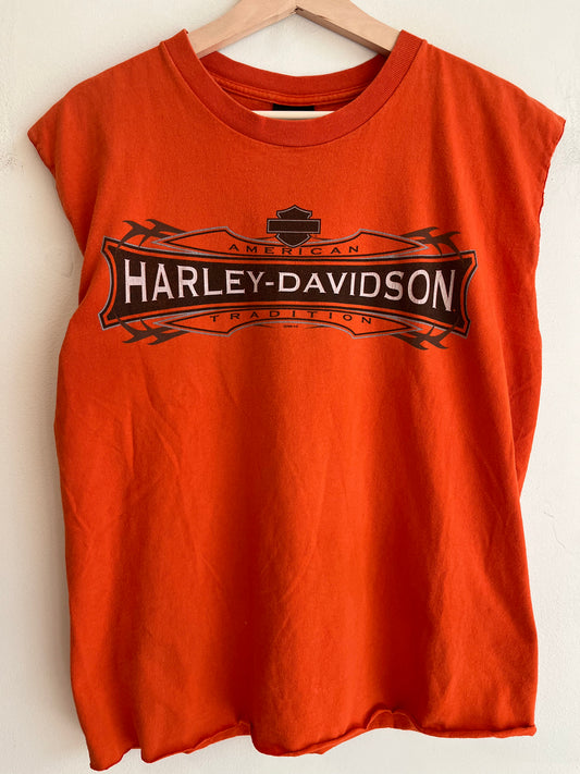 2006 Harley Davidson Cropped & Sleeveless Orange Shirt (L)