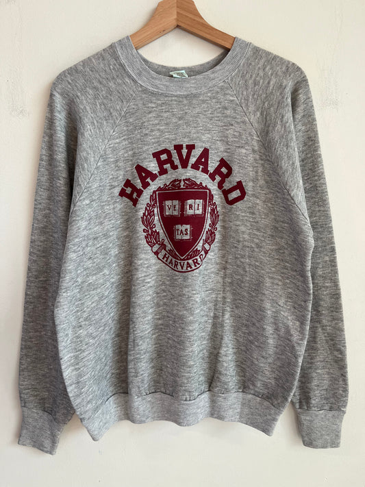 80s Harvard University Grey Spell Out Signal Crewneck (XL)