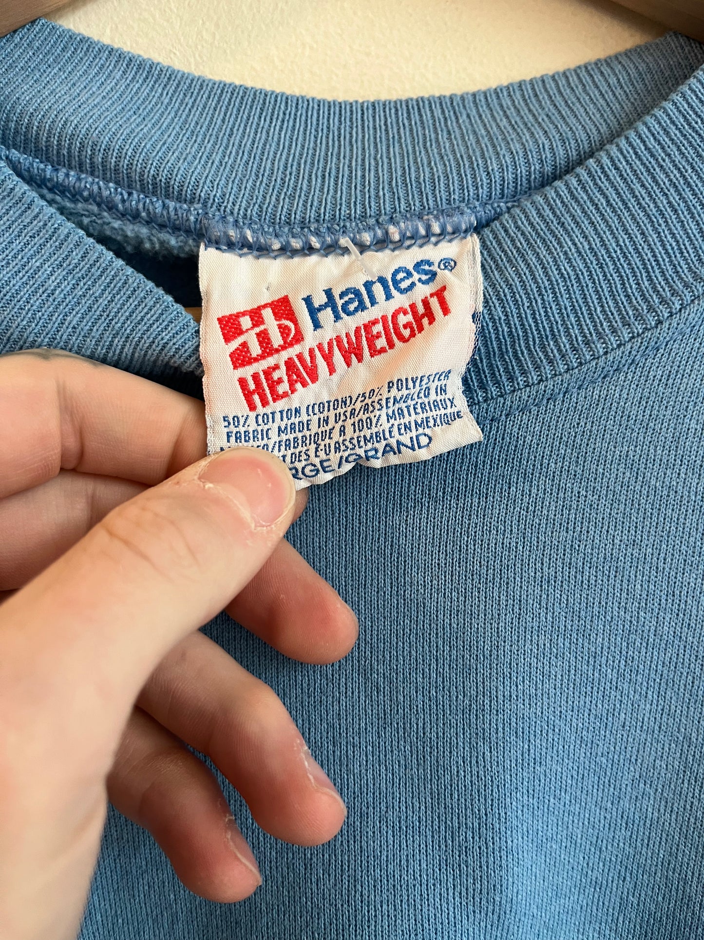 1990s University Of North Carolina Hanes Heavyweight Blue Crewneck (L)