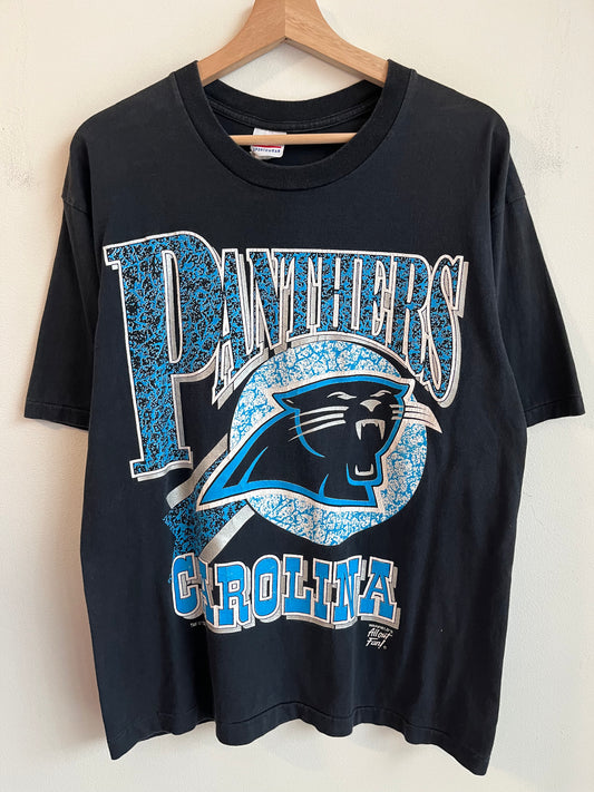 1993 Carolina Panthers Acid Wash Spell Out Tee (L)