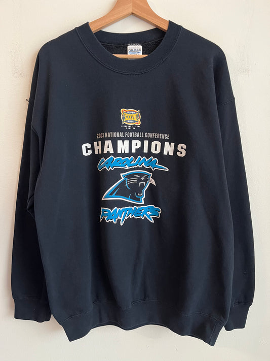 2003 Carolina Panthers Cat Scratch Conference Champs Crewneck (XL)