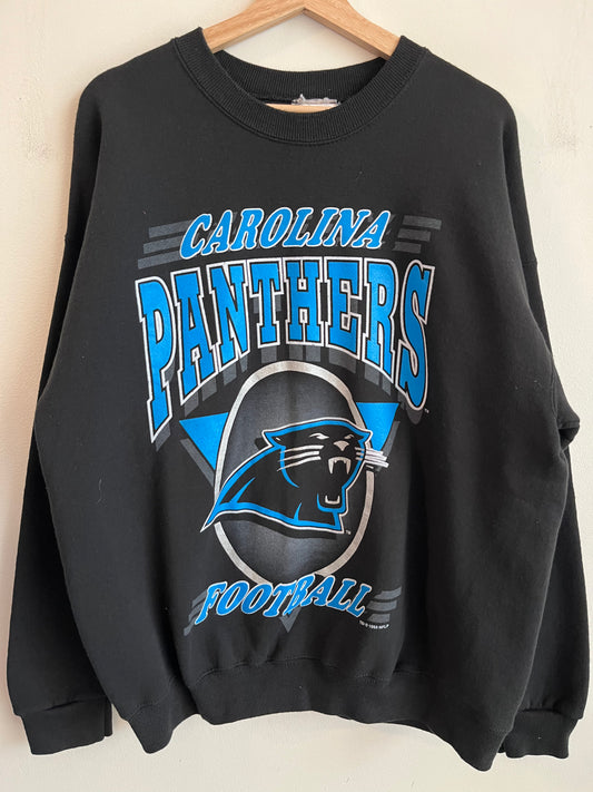1993 Carolina Panthers Spell Out Circle Fans Crewneck (XL)