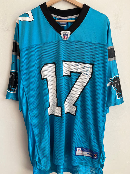 00s Carolina Panthers Jake Delhomme Electric Blue Jersey (L)