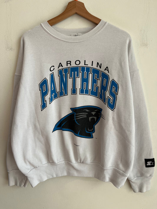 1993 Carolina Panthers Spell Out White Starter Crewneck (L)
