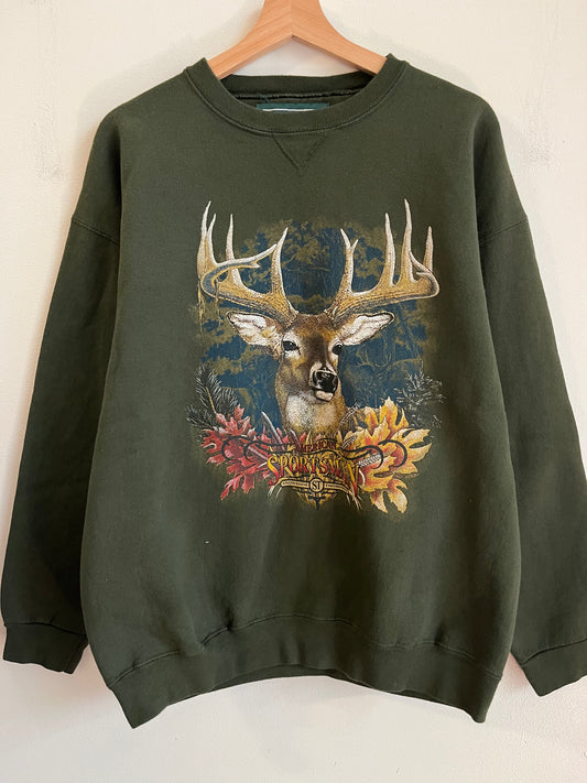 90s Deer Nature Graphic Essential Crewneck (XL)