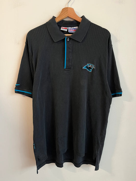 1990s Carolina Panthers Black Nike Pro Line Polo Shirt (L)