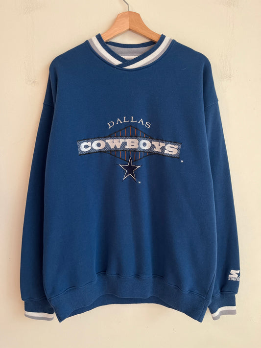 90s Dallas Cowboys Starter Embroidered Spell Out Crewneck (L)