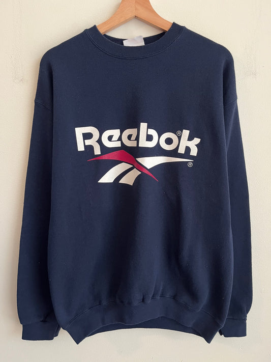 90s Reebok Big Logo Navy Crewneck (L)