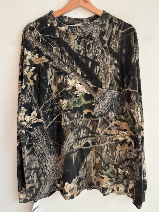 90s Camo Mossy Oak Long Sleeve Shirt (XL)