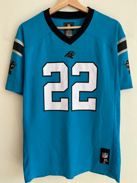 2010s Carolina Panthers Christian McCaffery NFL Players Blue Jersey (Youth XL)
