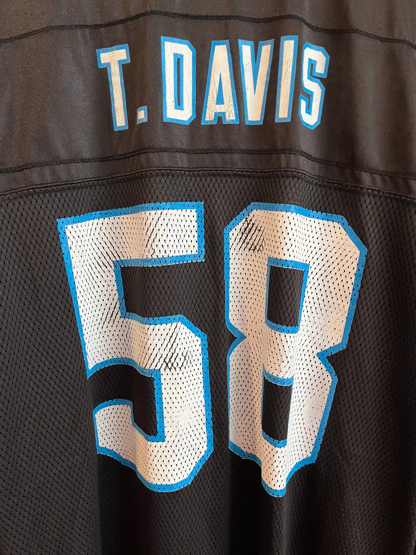 00s Carolina Panthers Thomas Davis Cracked Reebok Home Jersey (XXL)